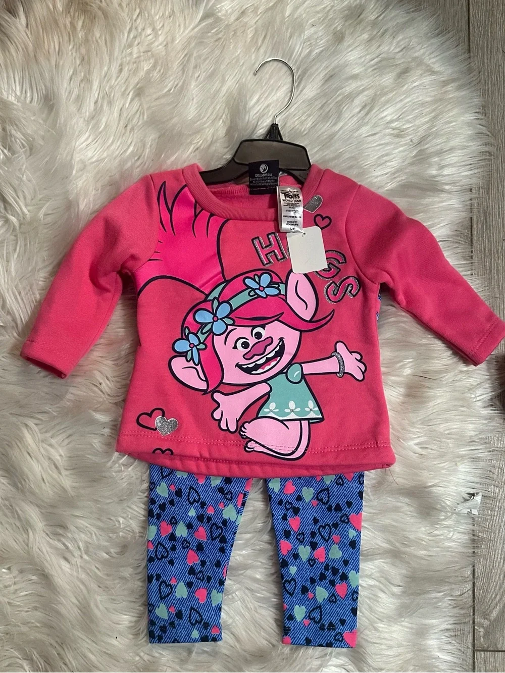 Trolls Pink Graphic Sweatshirt with Heart Accents